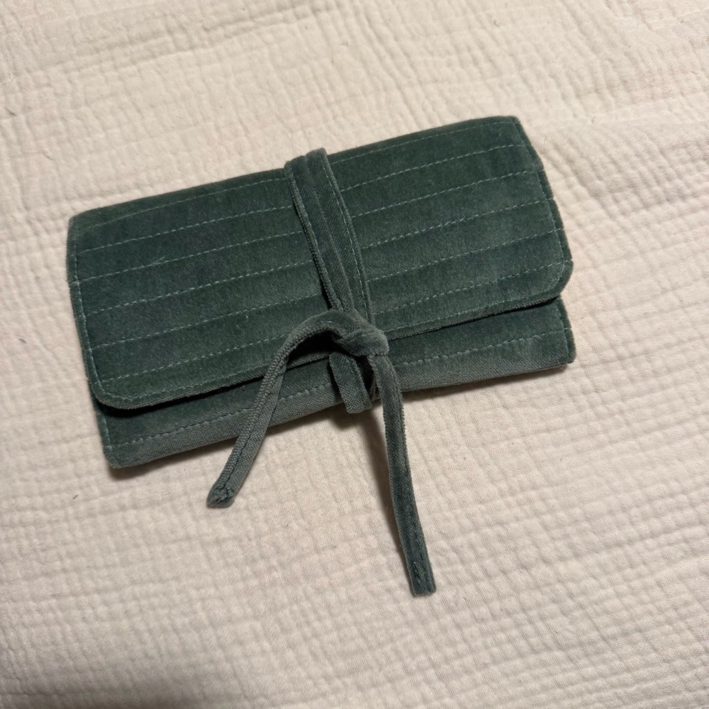 Sézane green velvet jewelry pouch
